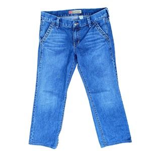 VTG Old Navy Ultra Low Waist BOY-CUT Distressed Straight Leg Jeans Size 8x30